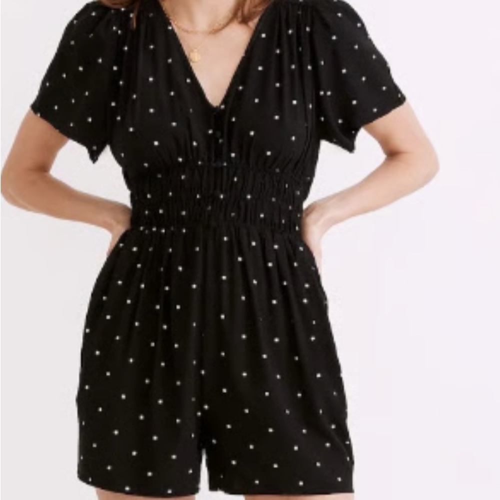 Madewell Sophia short black diamond romper